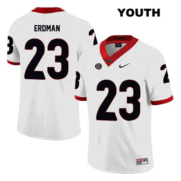 Georgia Bulldogs Youth Willie Erdman #23 NCAA Legend Authentic White Nike Stitched College Football Jersey RCE7856TR